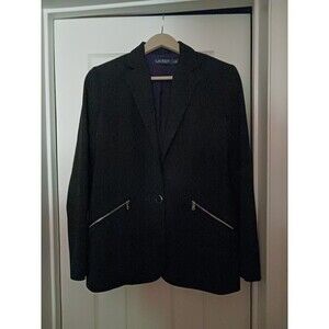 Ralph Laurent Womens Long Sleeve One Button Front Black Blazer Size 6